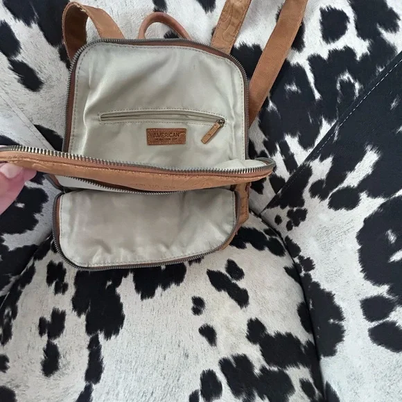 American Leather Embossed Backpack - Brown - Picture 3 of 5